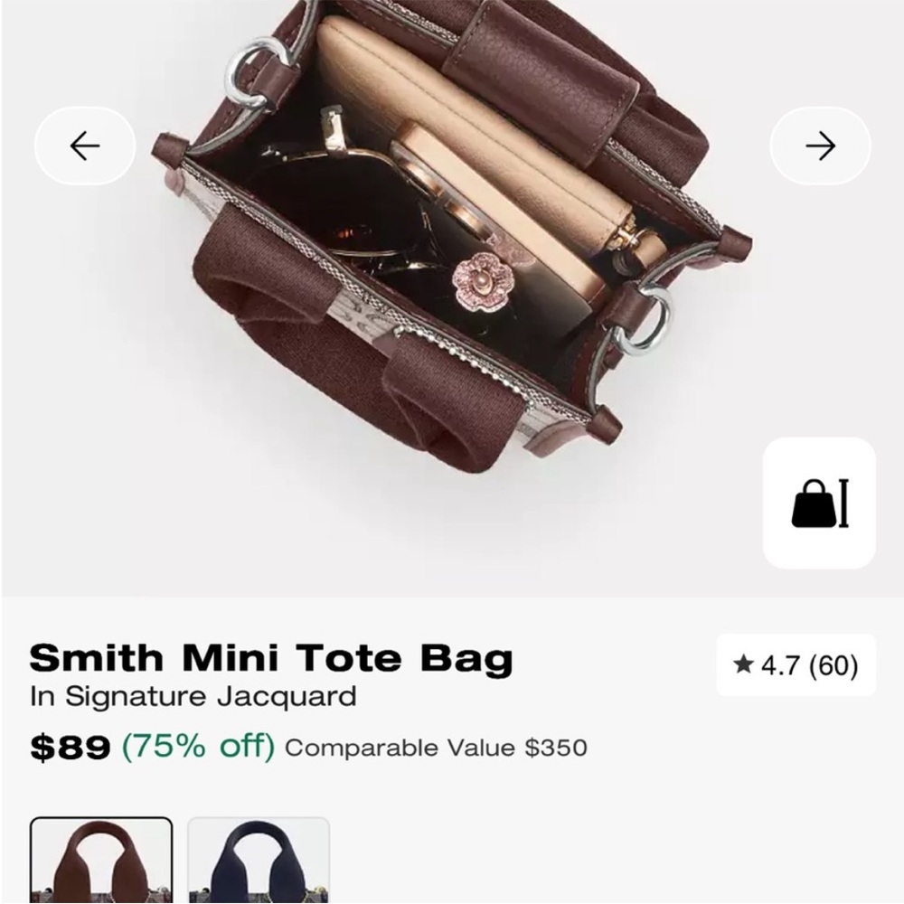 Coach Brown Signature Mini Tote with Dark Brown Trim - Picture 3 of 4